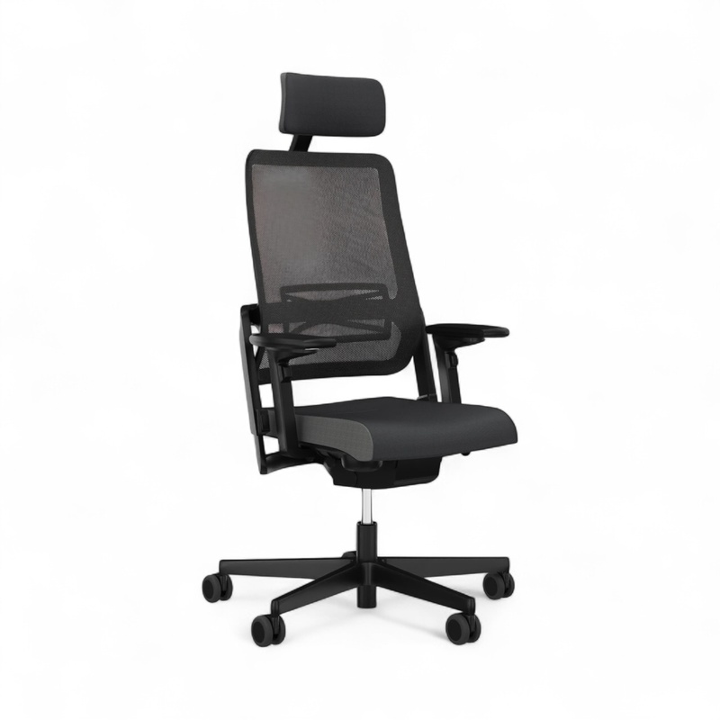 Image of Sitag SitagXilium Mesh swivel chair with headrest & with 4D armrests Black/Black, New, Ergonomic chair - ideal for flexible working
