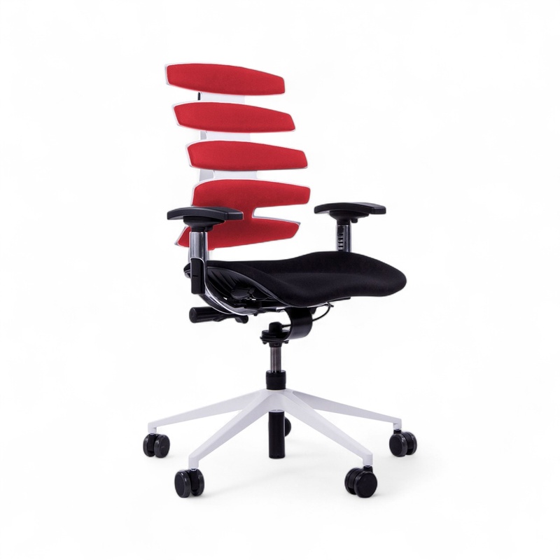Image of Office chair SitagWave with 3D armrests, Red/White, New, Ergonomic chair - ideal for flexible working