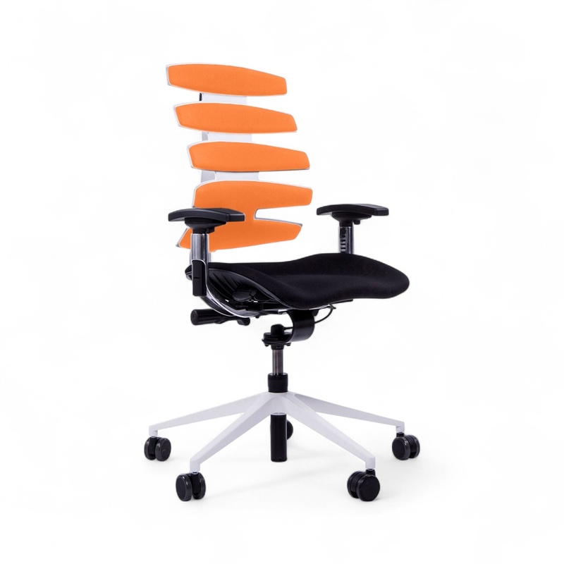 Image of Office chair SitagWave with 3D armrests, Orange/White, New, Ergonomic chair - ideal for flexible working