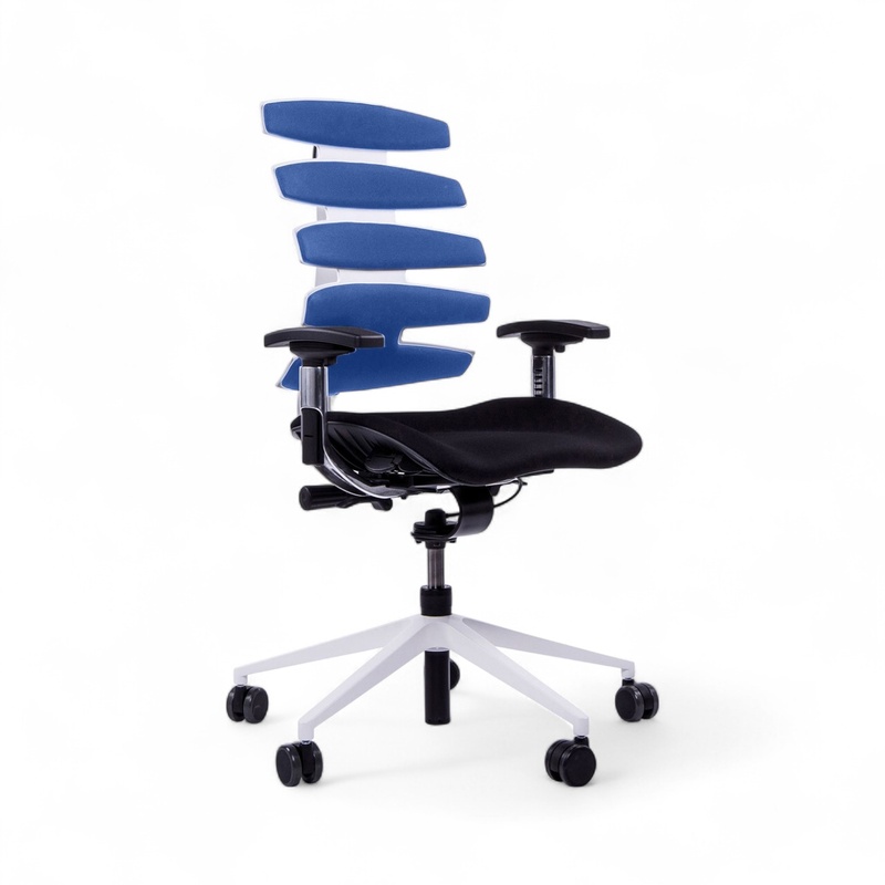 Image of Office chair SitagWave with 3D armrests, Blue/White, New, Ergonomic chair - ideal for flexible working