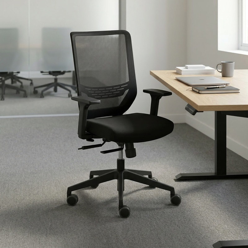 Trendoffice To Sync Plus office swivel chair with 2D armrests, Black, New, Ergonomic chair - ideal for flexible working