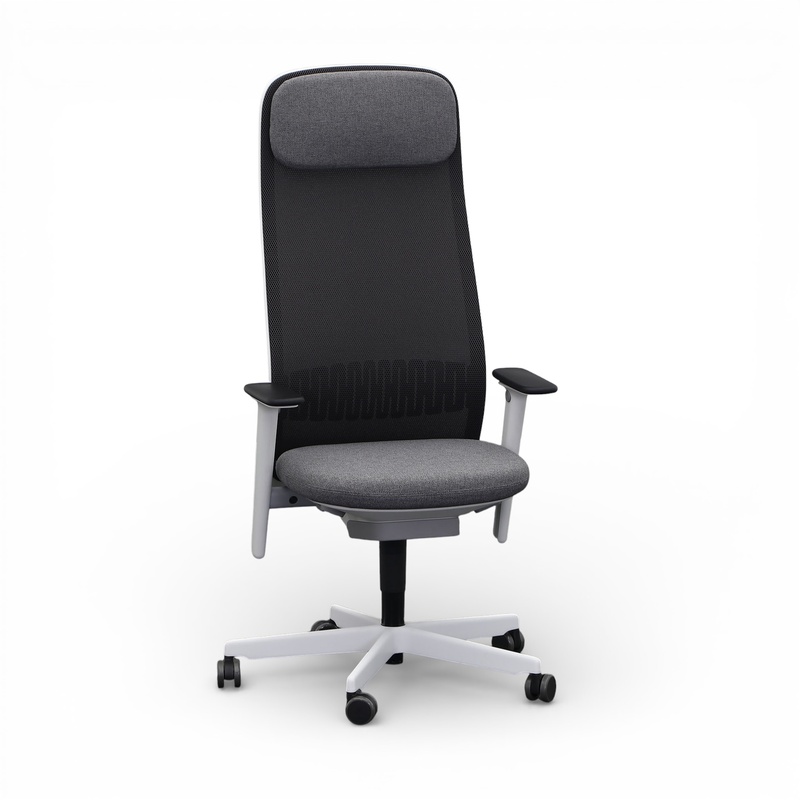 Image of Office swivel chair Bene Riya with 2D armrests, Gray/White, New, Ergonomic chair - ideal for flexible working