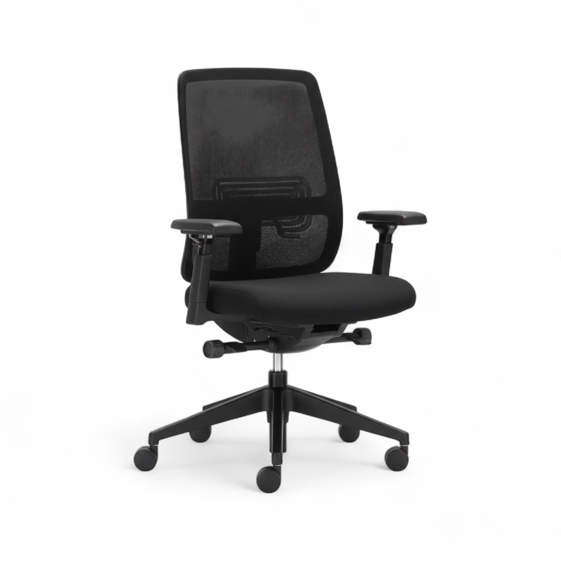 Image of Haworth Lively Comforto office chair with 3D armrests, Black/Black, New, Ergonomic chair - ideal for flexible working