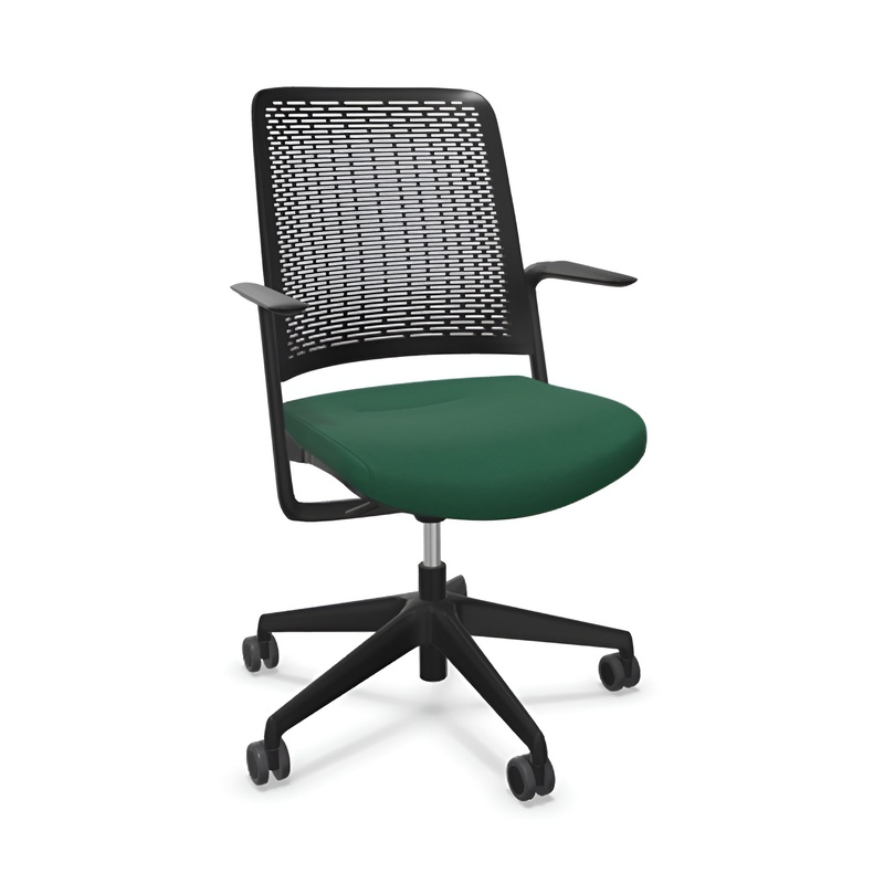 Image of Office chair Sitag WithMe with fixed armrests, Green/Black, New, Ergonomic chair - ideal for flexible working