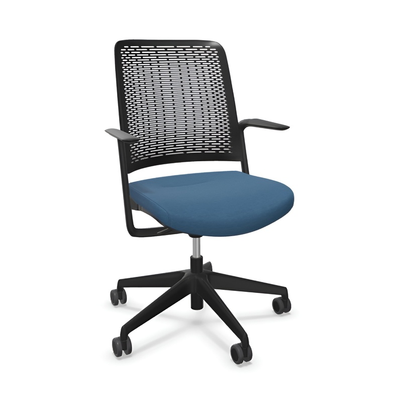 Image of Office chair Sitag WithMe with fixed armrests, Blue/Black, New, Ergonomic chair - ideal for flexible working