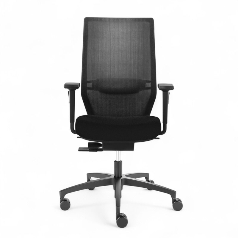 Image of Office swivel chair Dauphin Shape Mesh with 2D armrests, Black/Black, New, Ergonomic chair - ideal for flexible working