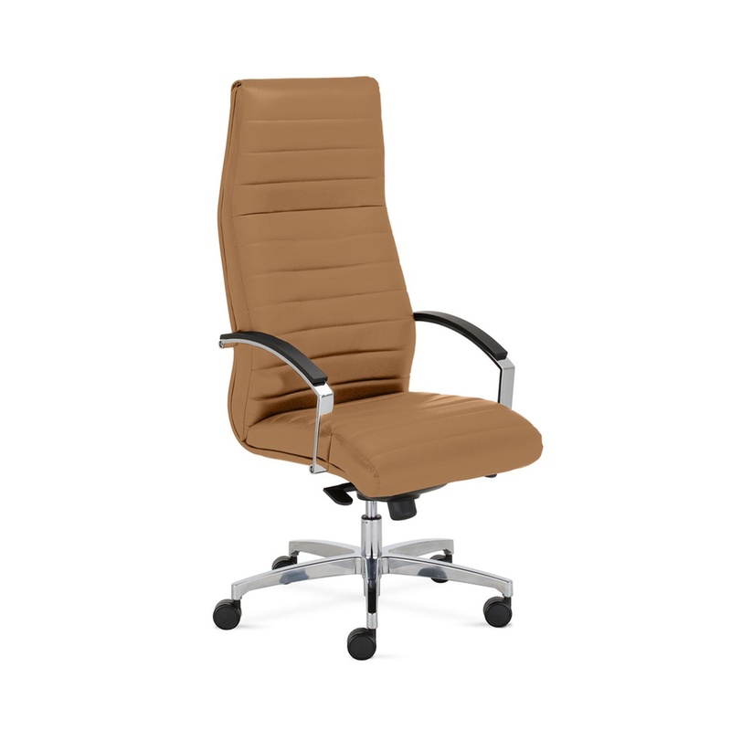 Image of Leather executive chair Nowy Styl Lynx Highback with fixed armrests, Beige/Chrome-plated, New, Ergonomic chair - ideal for flexible working