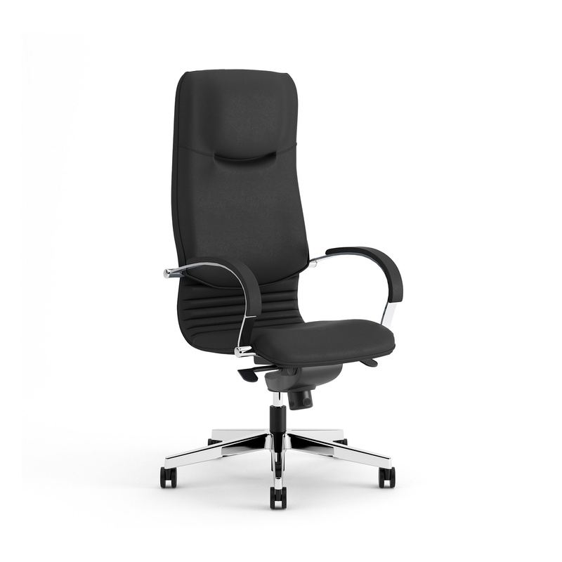 Image of Imitation leather executive chair Nowy Styl Nova with fixed armrests, Black/Chrome-plated, New, Ergonomic chair - ideal for flexible working