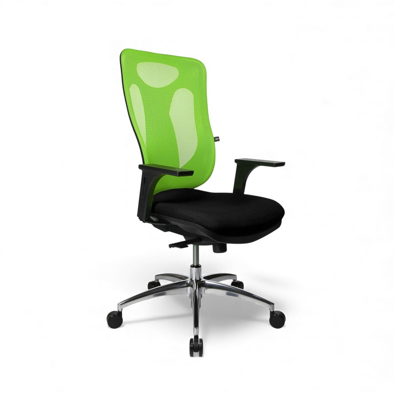 Image of Office chair Topstar Net Pro 100 with 1D armrests, Green/High-gloss polished, New, Ergonomic chair - ideal for flexible working