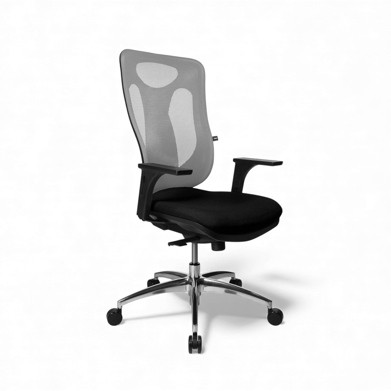 Image of Office chair Topstar Net Pro 100 with 1D armrests, White/High-gloss polished, New, Ergonomic chair - ideal for flexible working