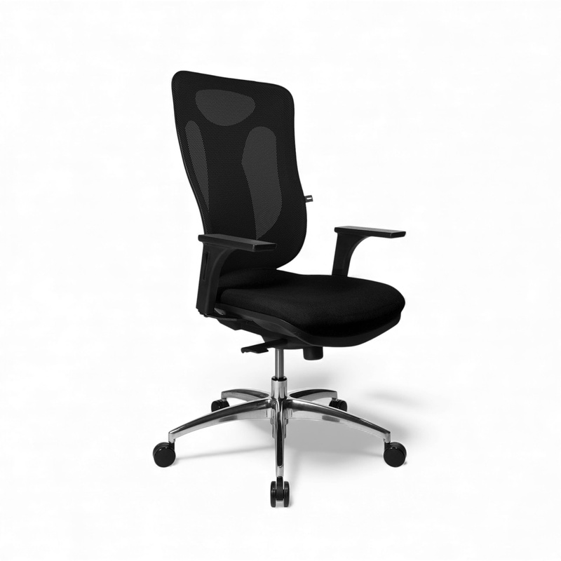 Image of Office chair Topstar Net Pro 100 with 1D armrests, Black/High-gloss polished, New, Ergonomic chair - ideal for flexible working