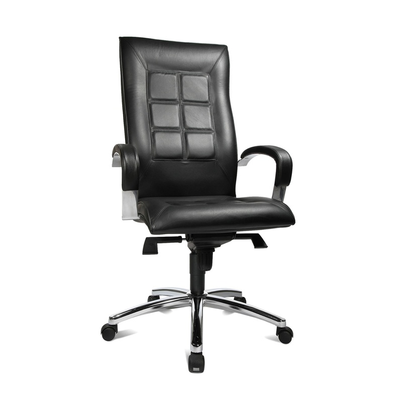 Image of Topstar Chairman 45 executive chair with fixed armrests, Black/Chrome-plated, New, Ergonomic chair - ideal for flexible working