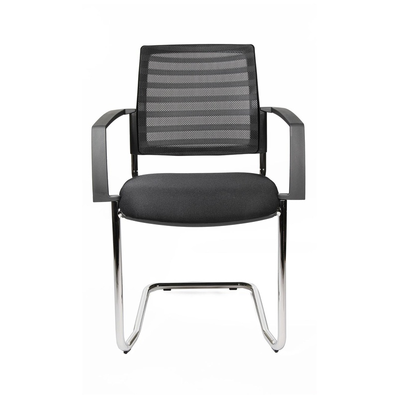 Image of Topstar Visit cantilever conference chair Black/Chrome-plated with fixed armrests, Free swinging, New - Perfect for visitors and guests