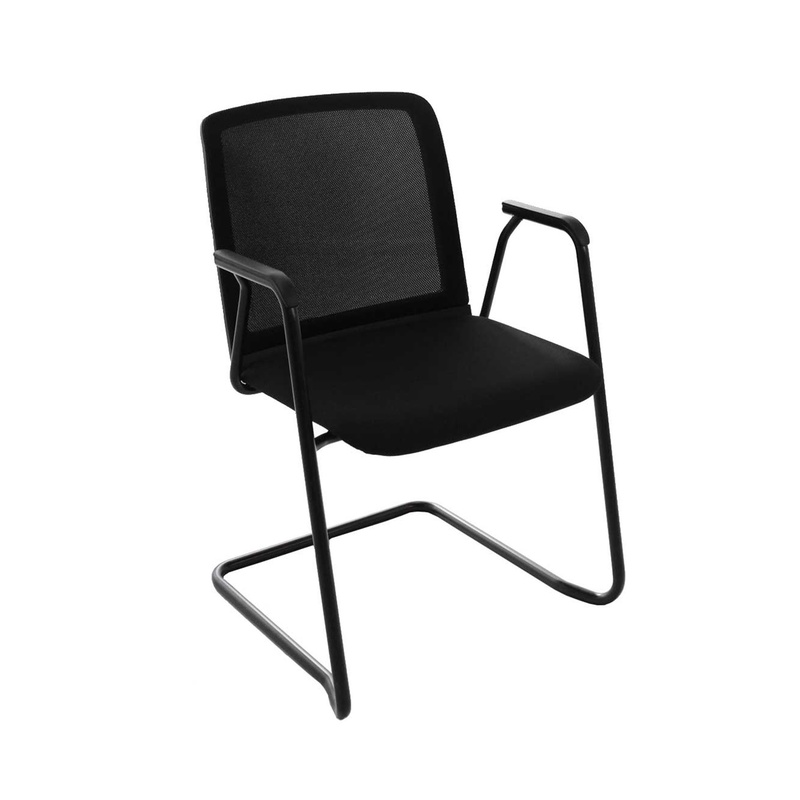 Image of Cantilever Haworth Lively Comforto 2950 Black/Black with fixed armrests, Free swinging, New - Perfect for visitors and guests