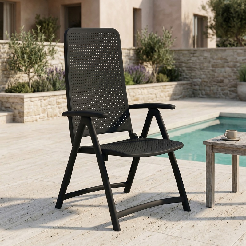 Image of Garden chair Nardi Darsena, Anthracite with fixed armrests, New - Modern & weatherproof