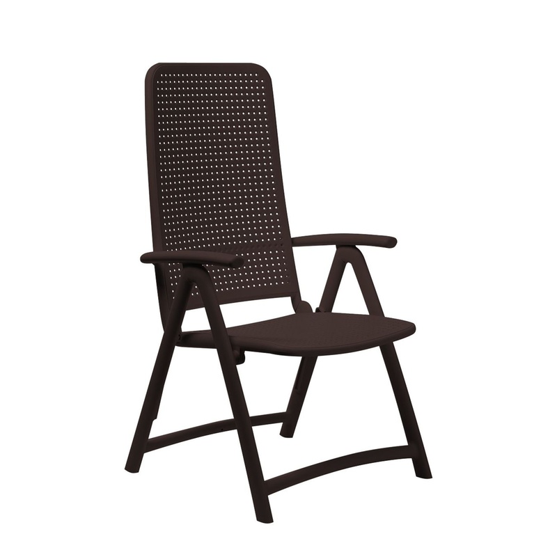 Image of Garden chair Nardi Darsena, Brown with fixed armrests, New - Modern & weatherproof