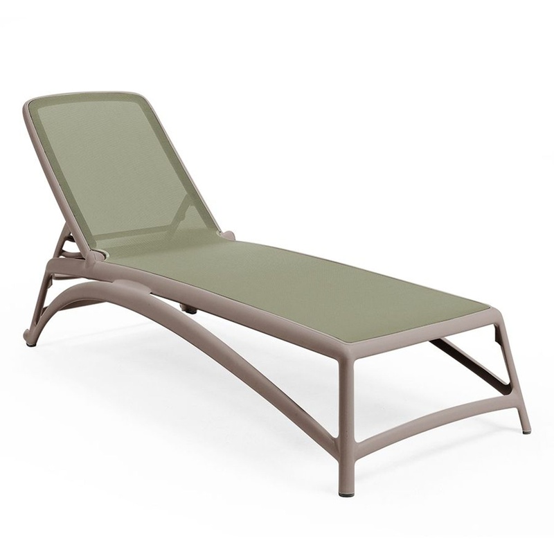 Image of Nardi Atlantico garden lounger, Green-light brown, New - Modern & weatherproof