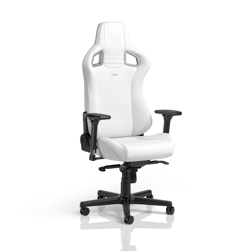 Image of Gaming chair Noblechairs EPIC Hightech imitation leather with 4D armrests, White Edition, New, Ergonomic chair - ideal for flexible working