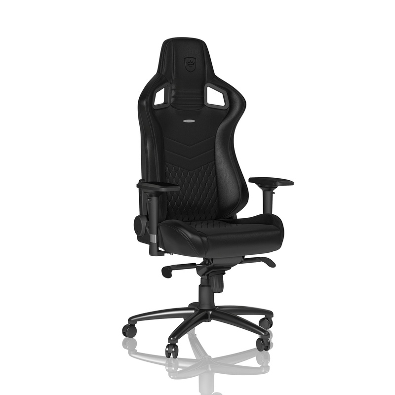 Image of Genuine leather gaming chair Noblechairs EPIC with 4D armrests, Black, New, Ergonomic chair - ideal for flexible working