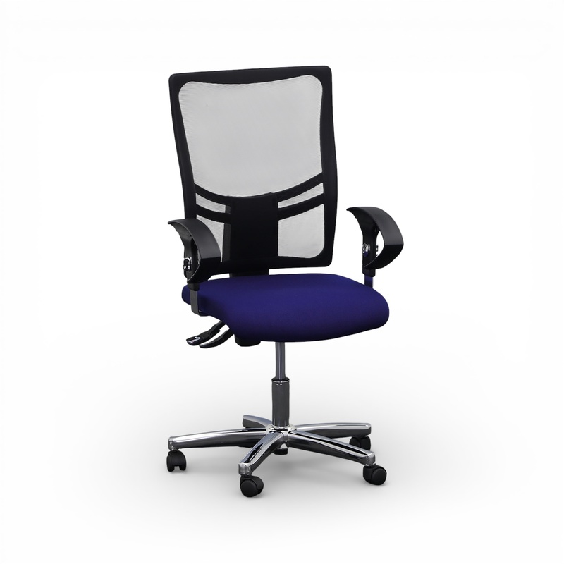 Image of Office chair Topstar Net Point 10 with 1D armrests, Blue/Chrome-plated, Normal used, Ergonomic chair - ideal for flexible working