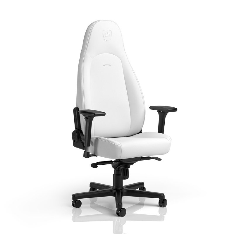 Image of Gaming chair Noblechairs ICON Hightech imitation leather with 4D armrests, White Edition, New, Ergonomic chair - ideal for flexible working