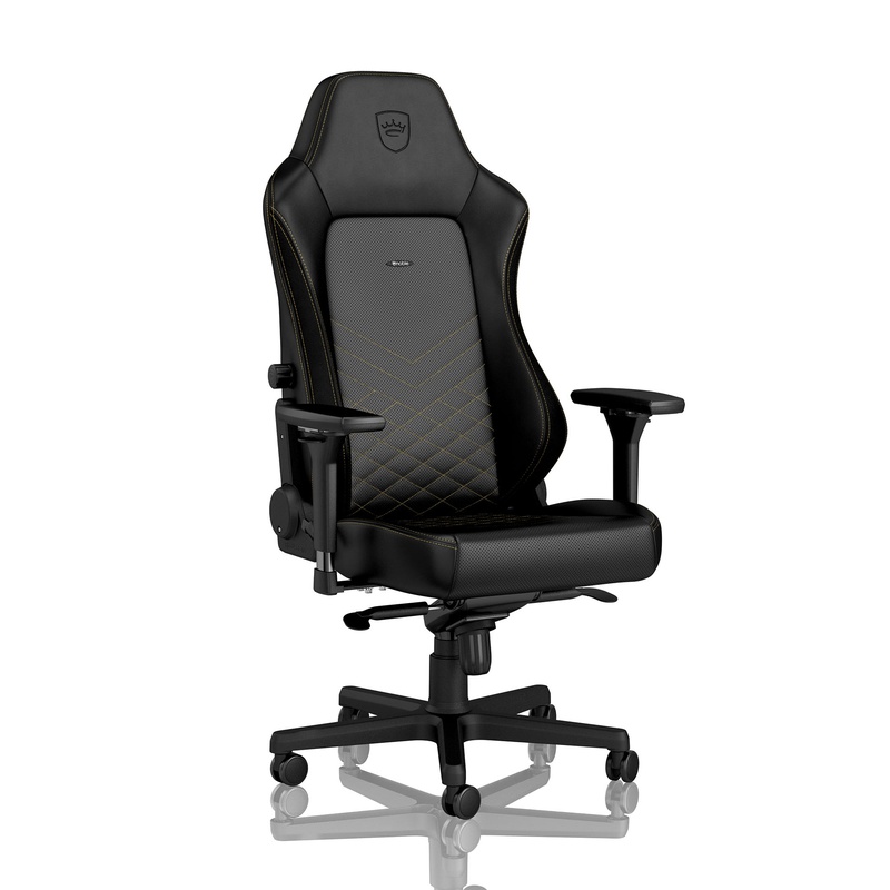 Image of Office swivel chair Noblechairs HERO with 4D armrests, Black/gold, New, Ergonomic chair - ideal for flexible working