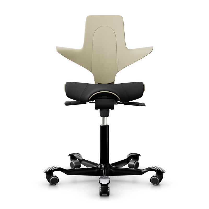 Image of Saddle chair HAG Capisco Puls 8020, Yellow-black/Black, New, Ergonomic chair - ideal for flexible working