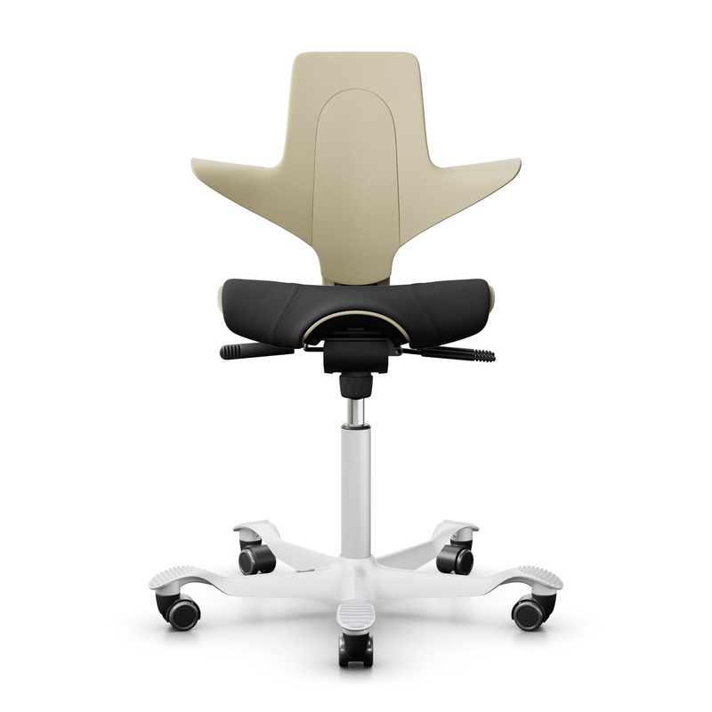 Image of Saddle chair HAG Capisco Puls 8020, Yellow-black/White, New, Ergonomic chair - ideal for flexible working