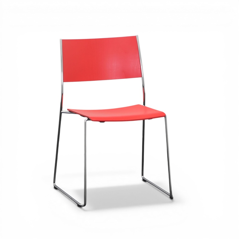 Image of Stackable skid-base chair Chairs Dietiker Switzerland Tila Red without armrests, Good - Perfect for comfortable sitting