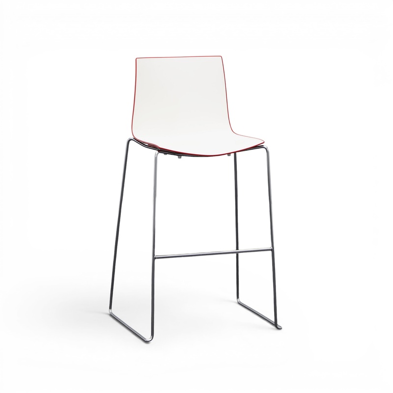 Image of Bar stool Arper Catifa 46, Red/Chrome-plated without armrests, Good, Counter stool - Practical & comfortable