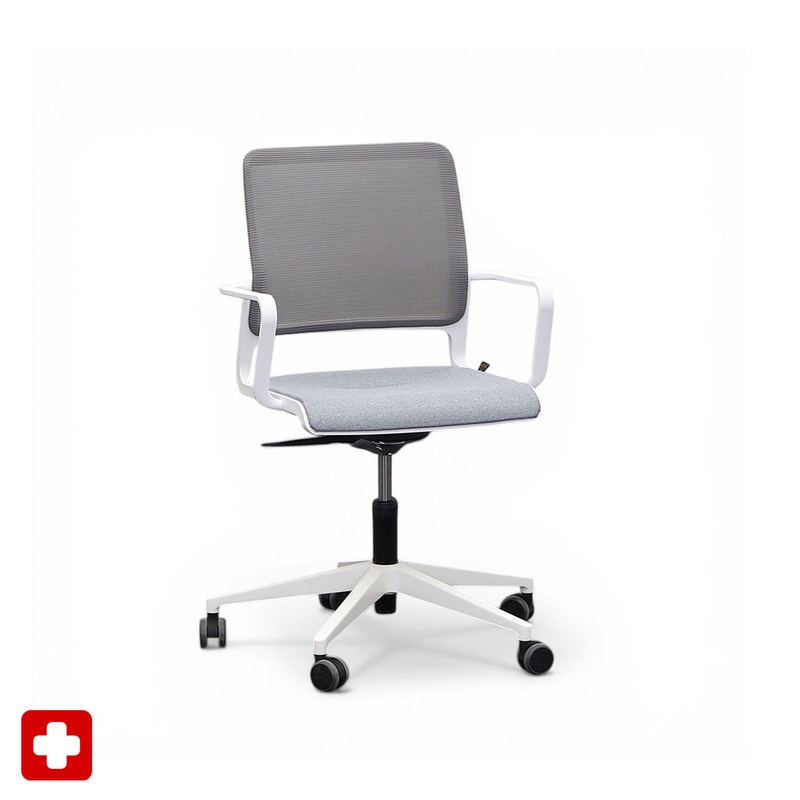 Image of Conference chair Sitag SitagXilium Mesh with fixed armrests, Gray, Good - Ergonomic & height-adjustable