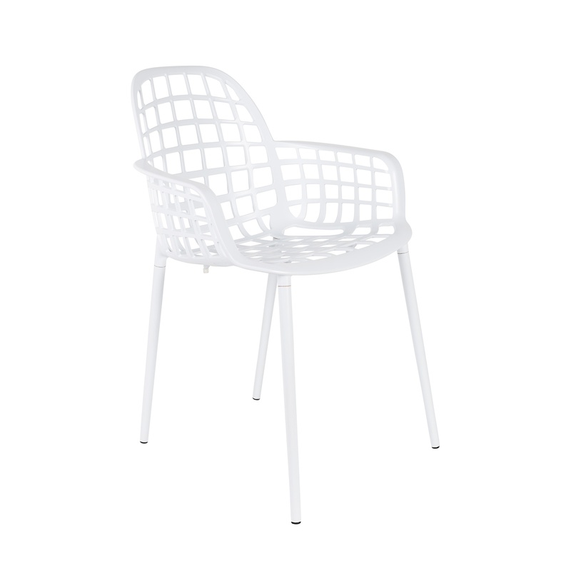 Image of Zuiver Albert Kuip garden chair - set of 2, White with fixed armrests, New - Modern & weatherproof
