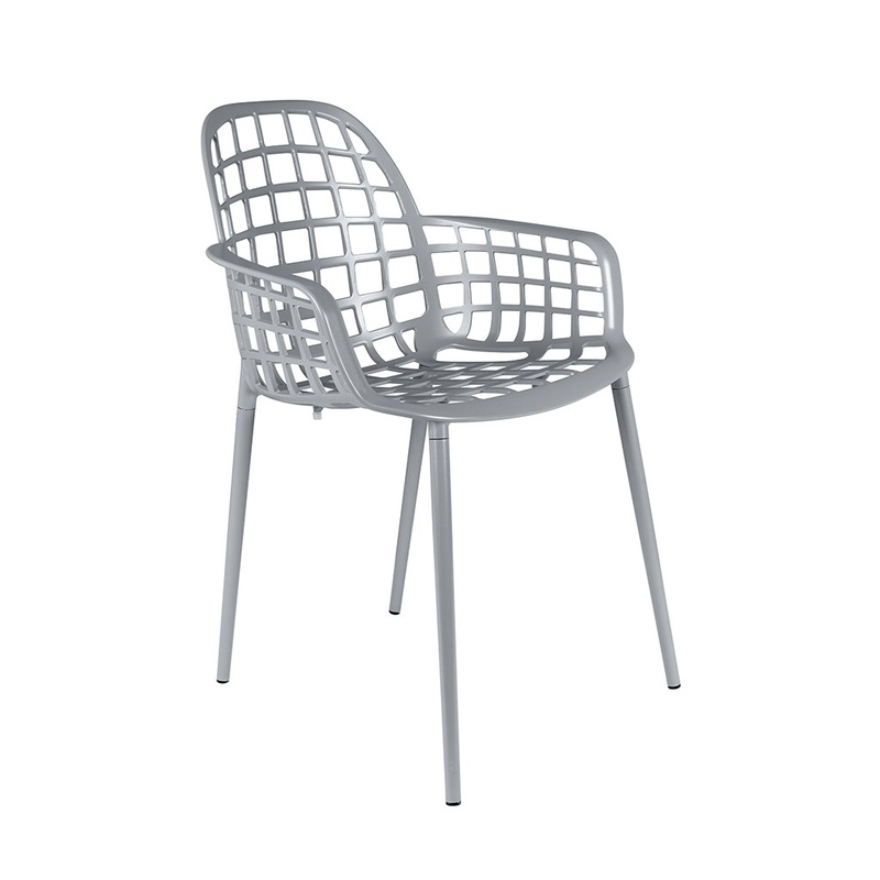 Image of Zuiver Albert Kuip garden chair - set of 2, Gray with fixed armrests, New - Modern & weatherproof
