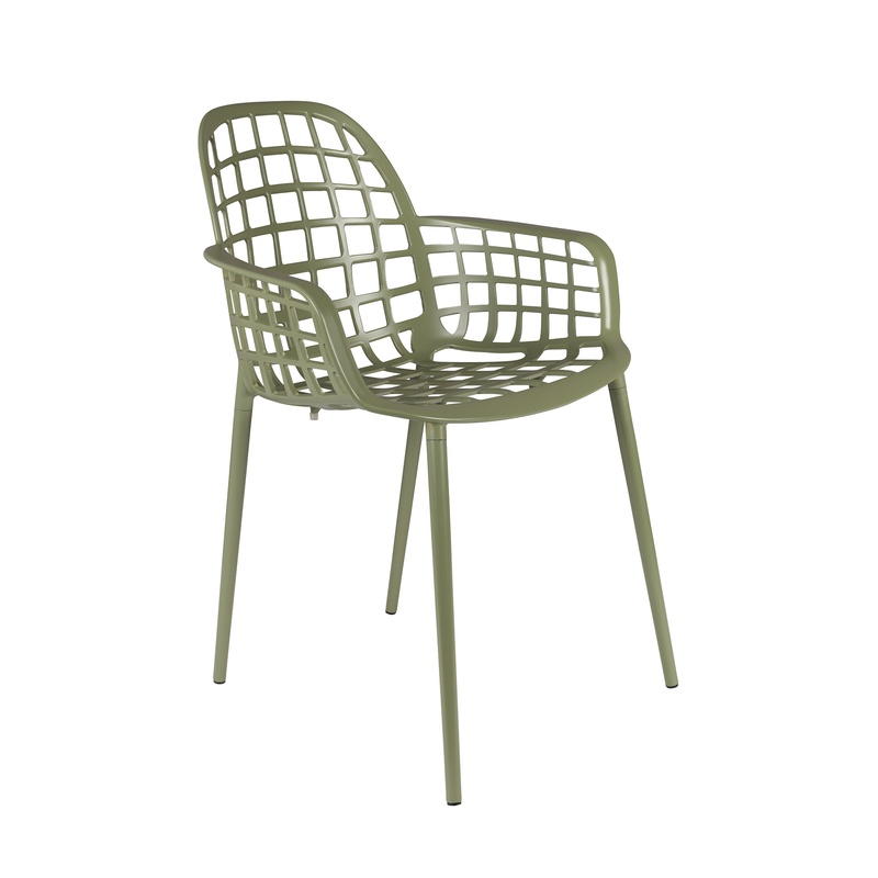 Image of Zuiver Albert Kuip garden chair - set of 2, Green with fixed armrests, New - Modern & weatherproof