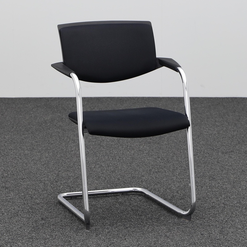 Image of Cantilever König Neurath Okay Black with fixed armrests, Free swinging, Good - Perfect for visitors and guests