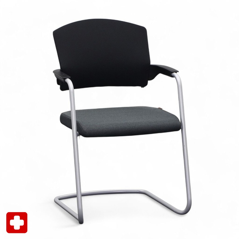 Image of Cantilever Sitag EL100 Anthracite with fixed armrests, Free swinging, Good - Perfect for visitors and guests
