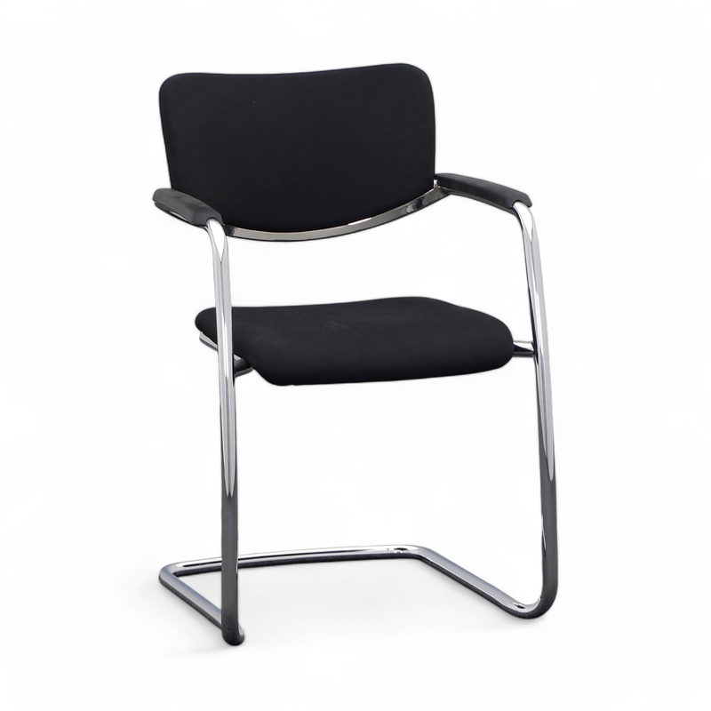 Image of Haworth Zody Comforto 8954 cantilever chair Black with fixed armrests, Free swinging, New - Perfect for visitors and guests