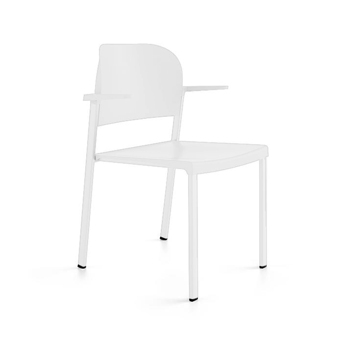 Image of 4-leg chairs IBEBI Recycled Bio White with fixed armrests, New - Perfect for office and reception
