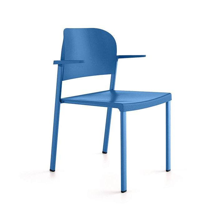 Image of 4-leg chairs IBEBI Recycled Bio Blue with fixed armrests, New - Perfect for office and reception
