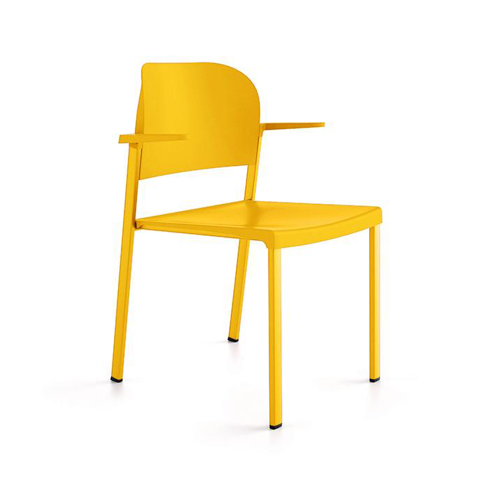 Image of 4-leg chairs IBEBI Recycled Bio Yellow with fixed armrests, New - Perfect for office and reception