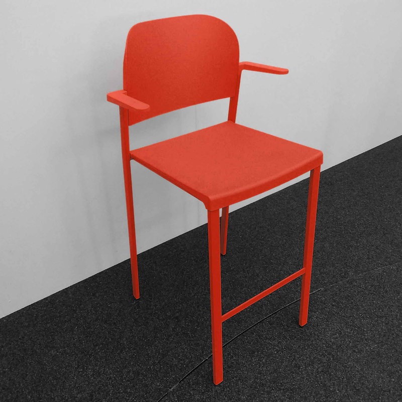 Image of High chairs IBEBI Recycled Bio, Red with fixed armrests, New, Counter stool - Practical & comfortable