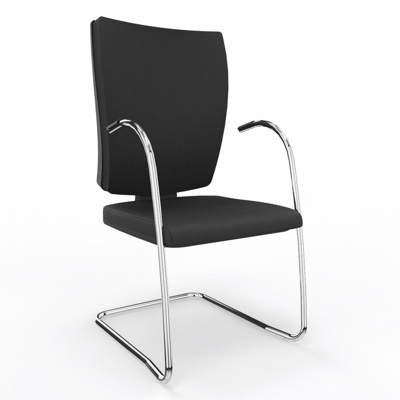 Image of Cantilever LAS CIAK Black with fixed armrests, Free swinging, New - Perfect for visitors and guests