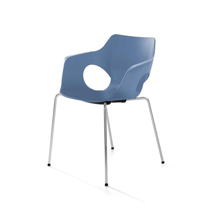 Image of 4-legged chairs IBEBI Manta Blue with fixed armrests, Very good - Perfect for office and reception