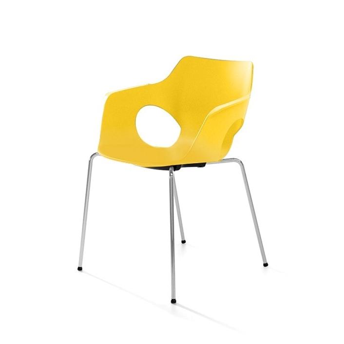 Image of 4-legged chairs IBEBI Manta Yellow with fixed armrests, New - Perfect for office and reception