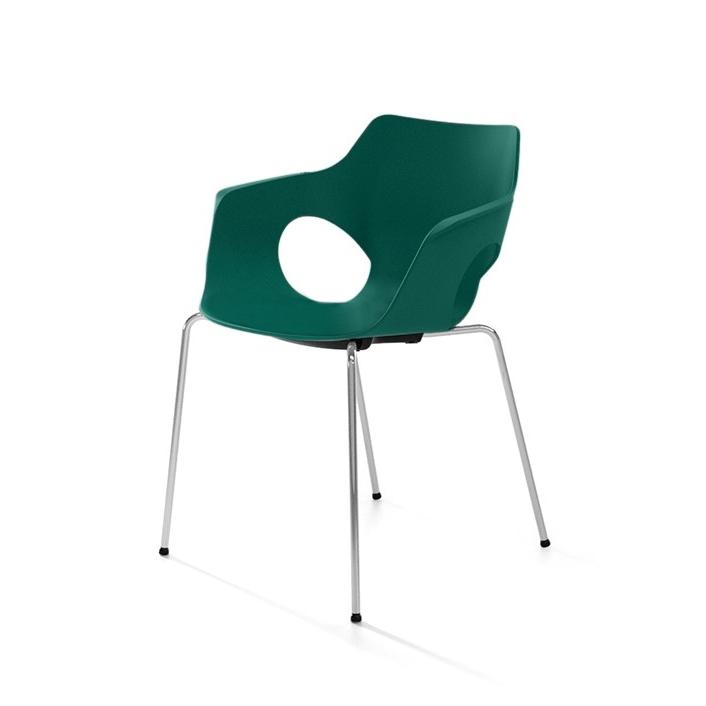 Image of 4-legged chairs IBEBI Manta Green with fixed armrests, New - Perfect for office and reception
