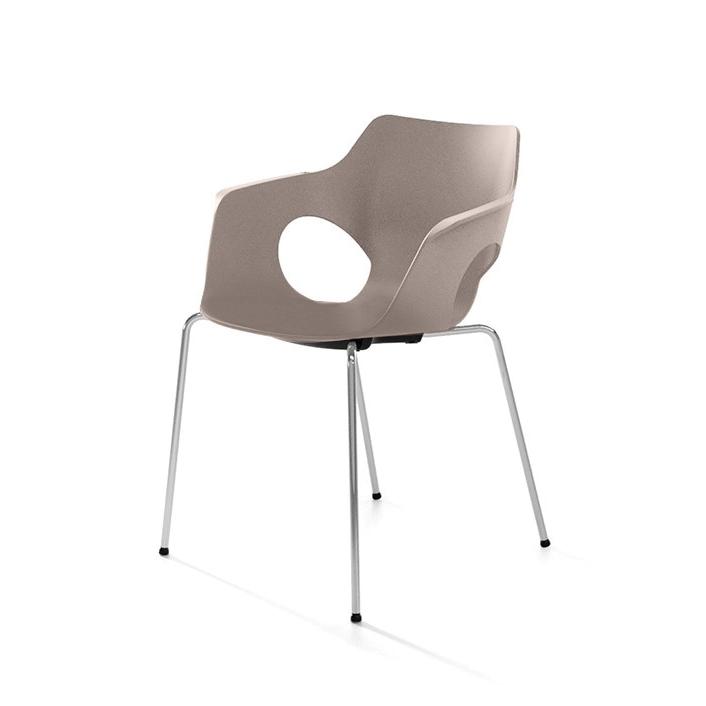 Image of 4-legged chairs IBEBI Manta White with fixed armrests, New - Perfect for office and reception