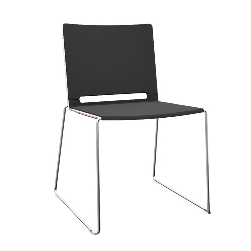Image of Skid-base chairs IBEBI Multi Black without armrests, New - Comfortable seating