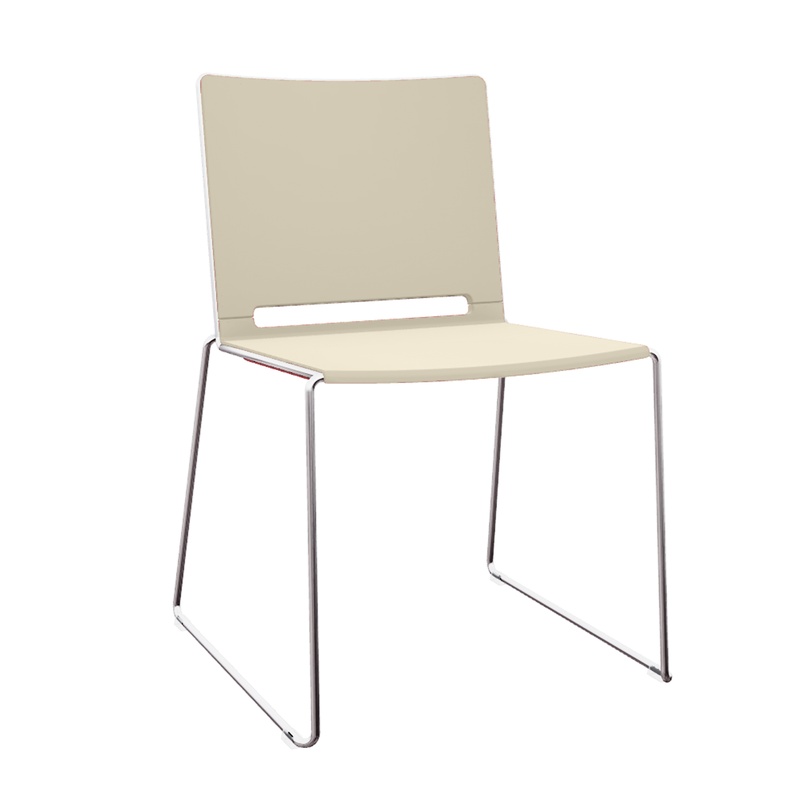 Image of Skid-base chairs IBEBI Multi Beige without armrests, New - Comfortable seating