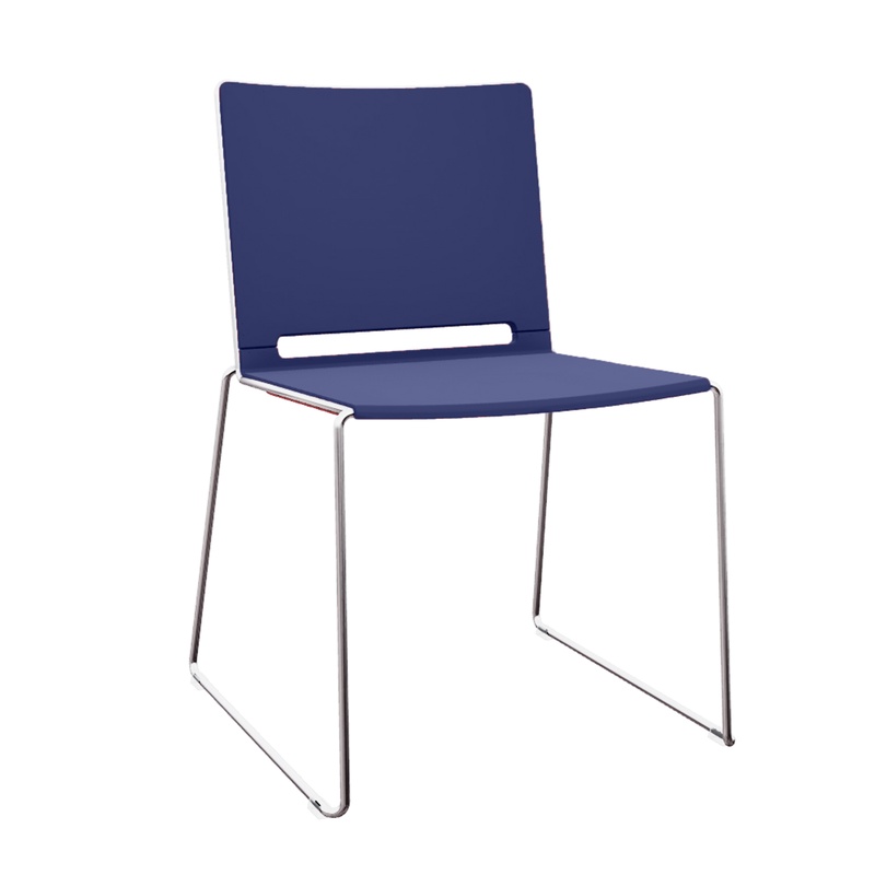 Image of Skid-base chairs IBEBI Multi Blue without armrests, New - Comfortable seating