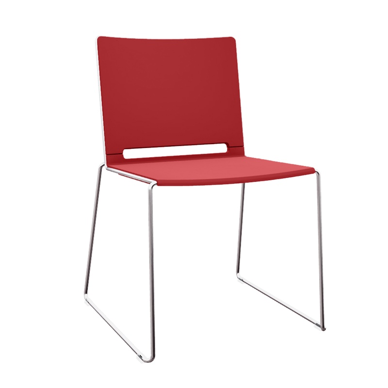 Image of Skid-base chairs IBEBI Multi Red without armrests, New - Comfortable seating